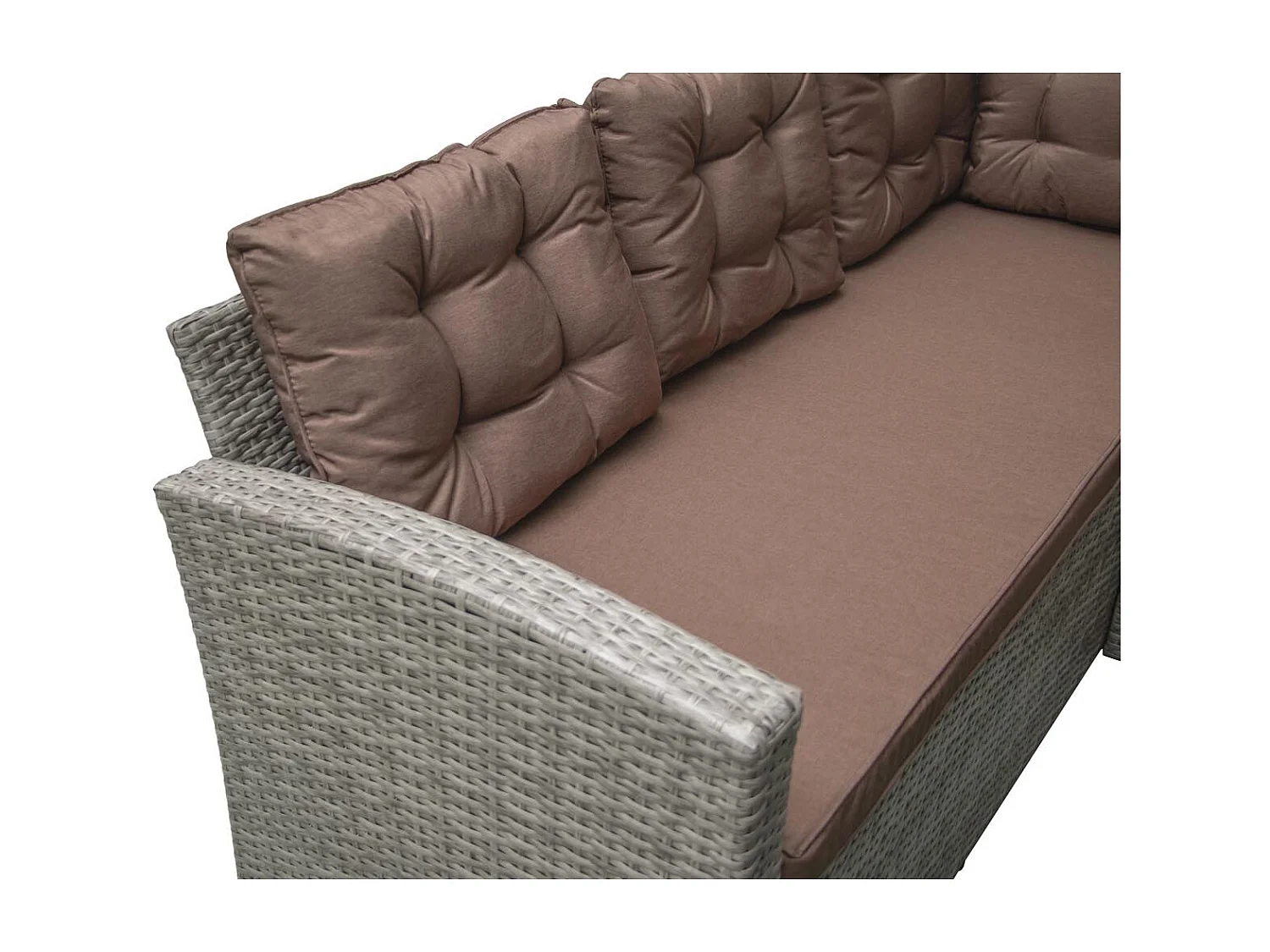 Salon de jardin d'angle 8 places en résine gris & marron MOOREA