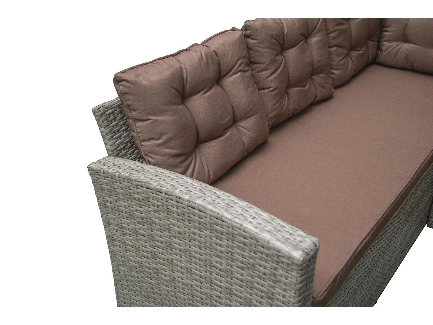 Salon de jardin d'angle 8 places en résine gris & marron MOOREA