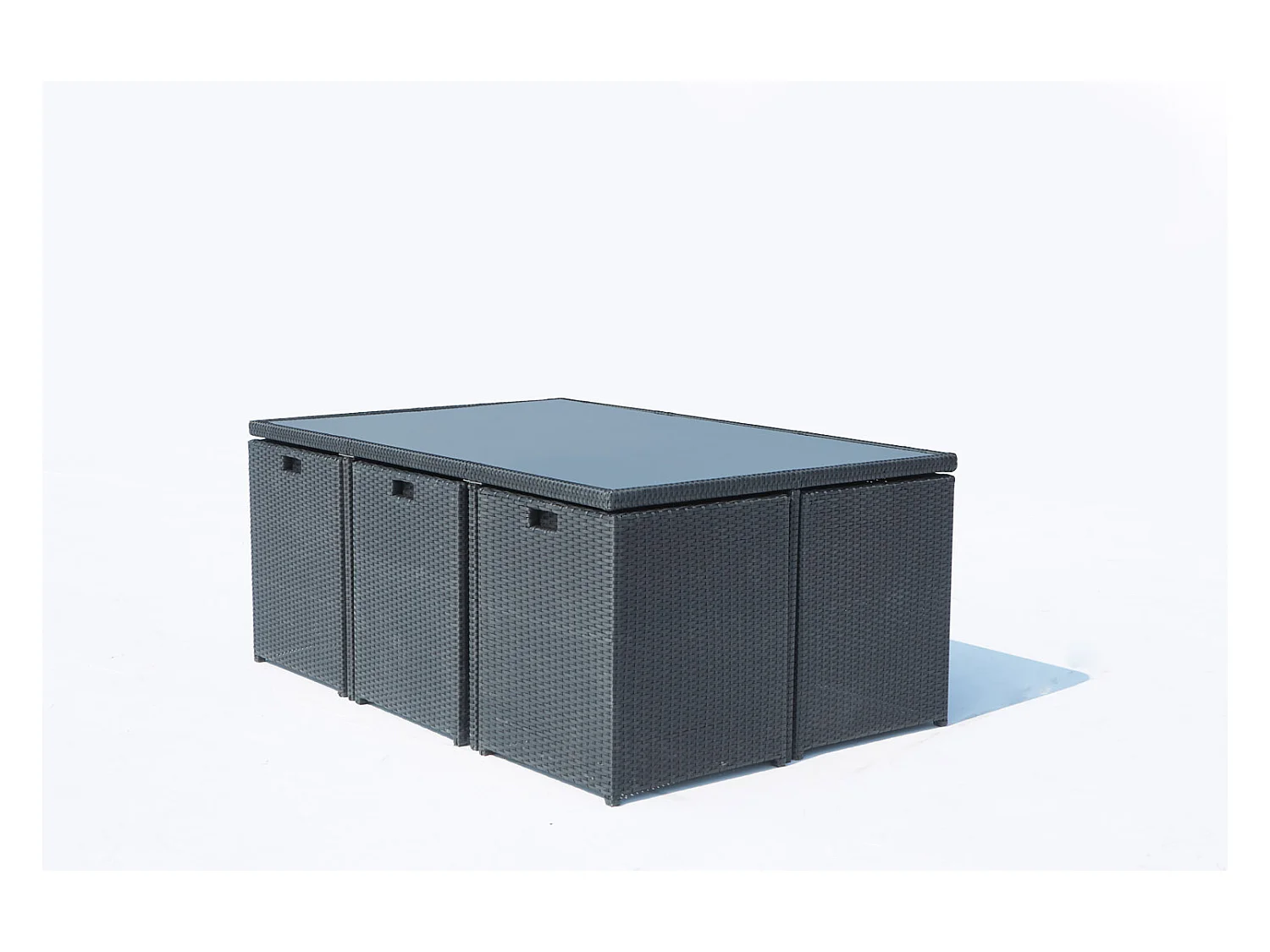 Salotto da giardino a incasso 10 posti resina intrecciata bianco/nero MONACO