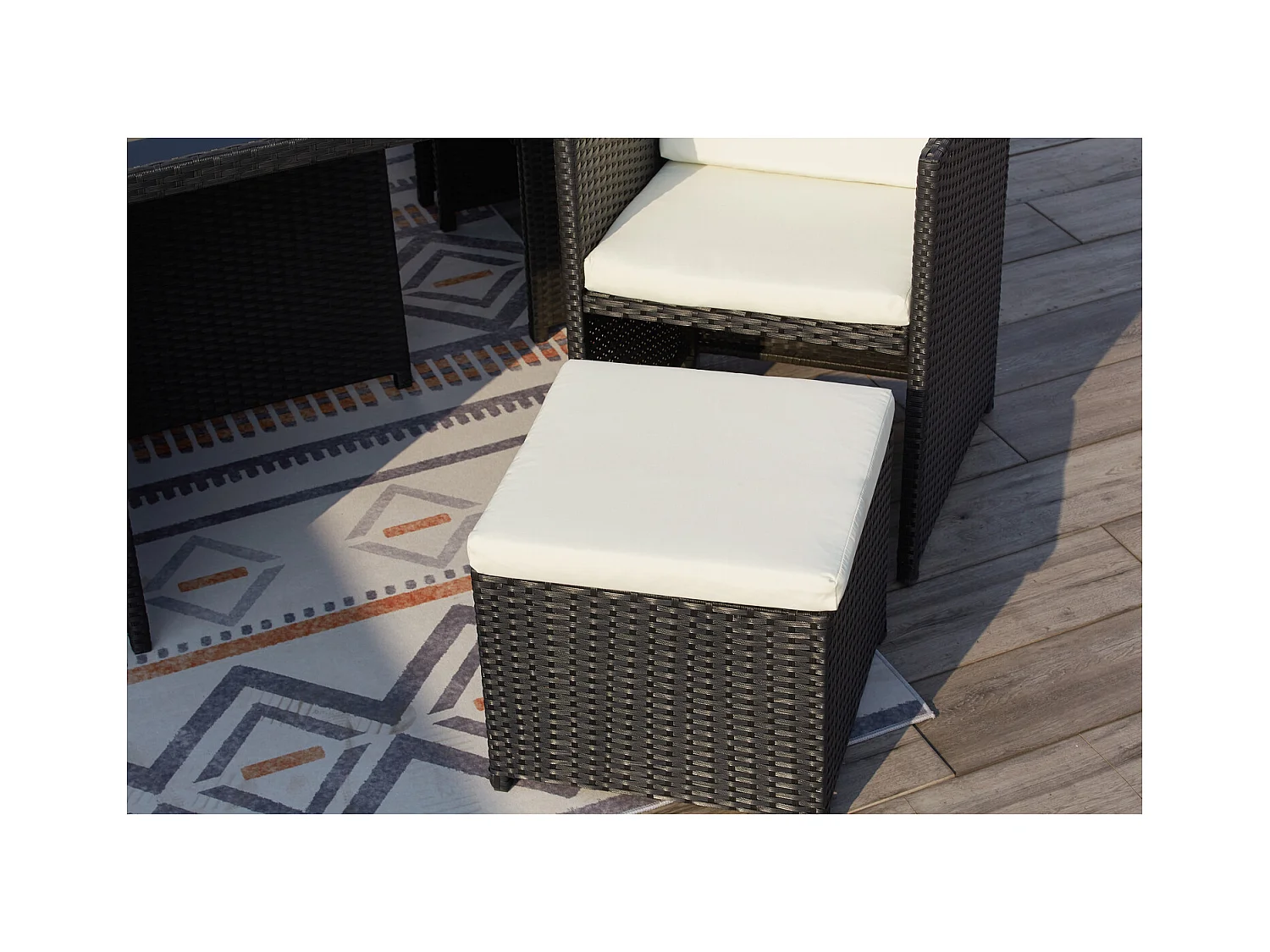 Salotto da giardino a incasso 10 posti resina intrecciata bianco/nero MONACO