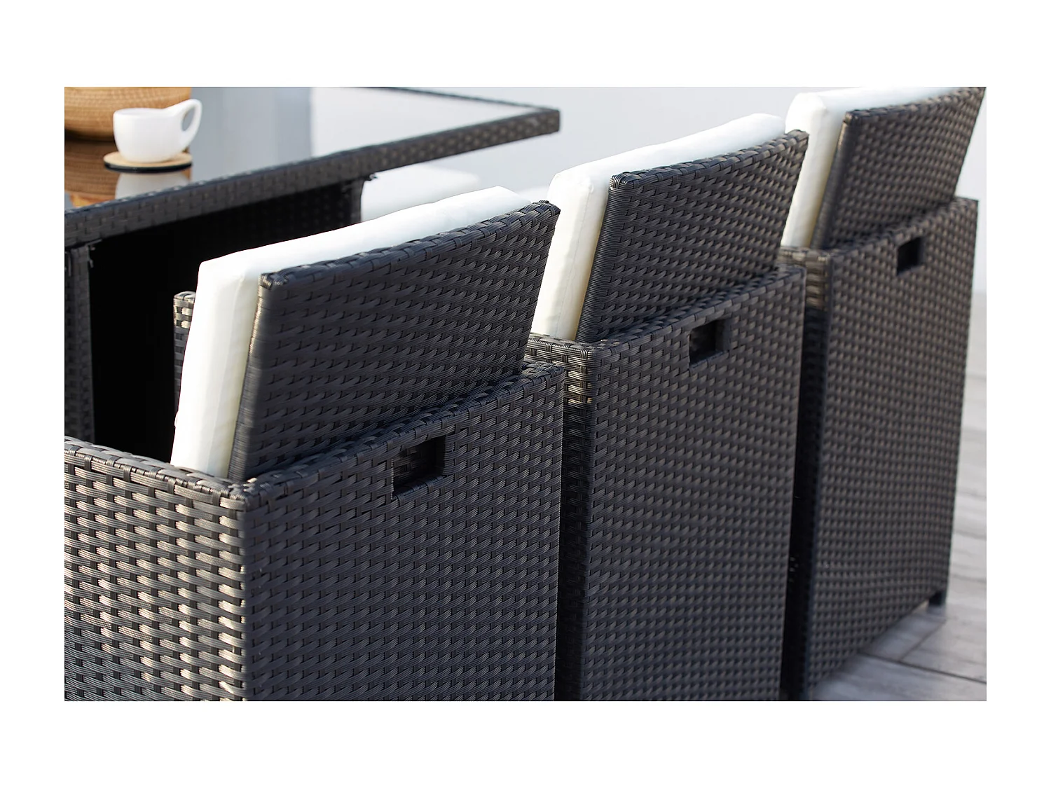 Salotto da giardino a incasso 10 posti resina intrecciata bianco/nero MONACO