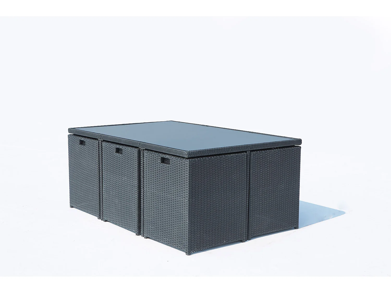 10-Sitzer Gartenmöbelset aus schwarz/weißem Rattan MONACO - Elegant und Komfortabel