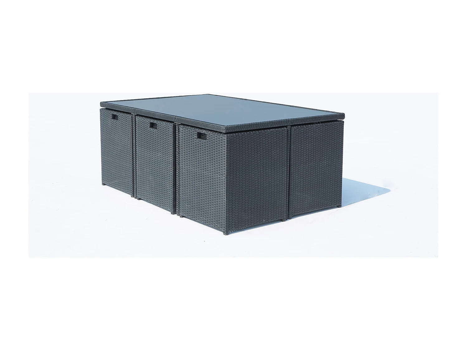 10-Sitzer Gartenmöbelset aus schwarz/weißem Rattan MONACO - Elegant und Komfortabel