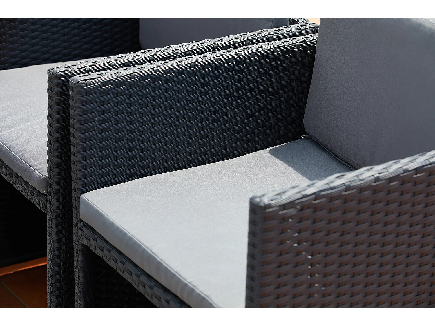 Conjunto de jardim 8 lugares em resina entrançada preto/cinza - Conjunto de jardim embutido MIAMI CONCEPT-USINE