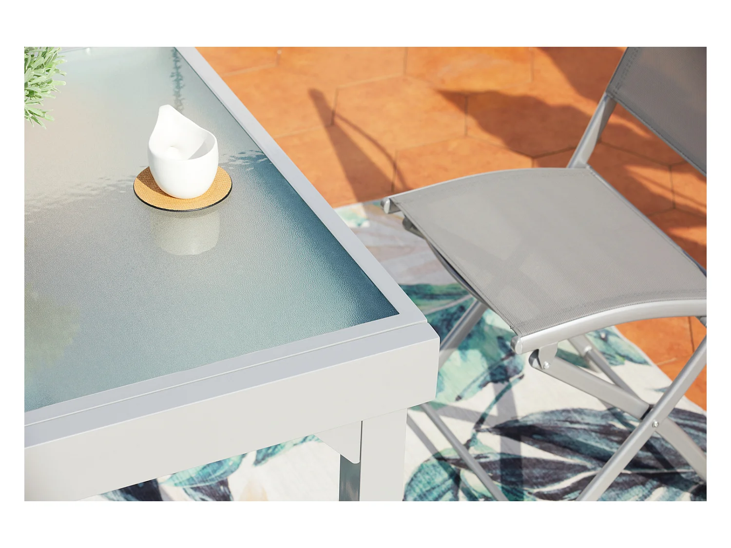 Uitschuifbare aluminium tuinset voor 8 personen + 4 stoelen MOLVINA