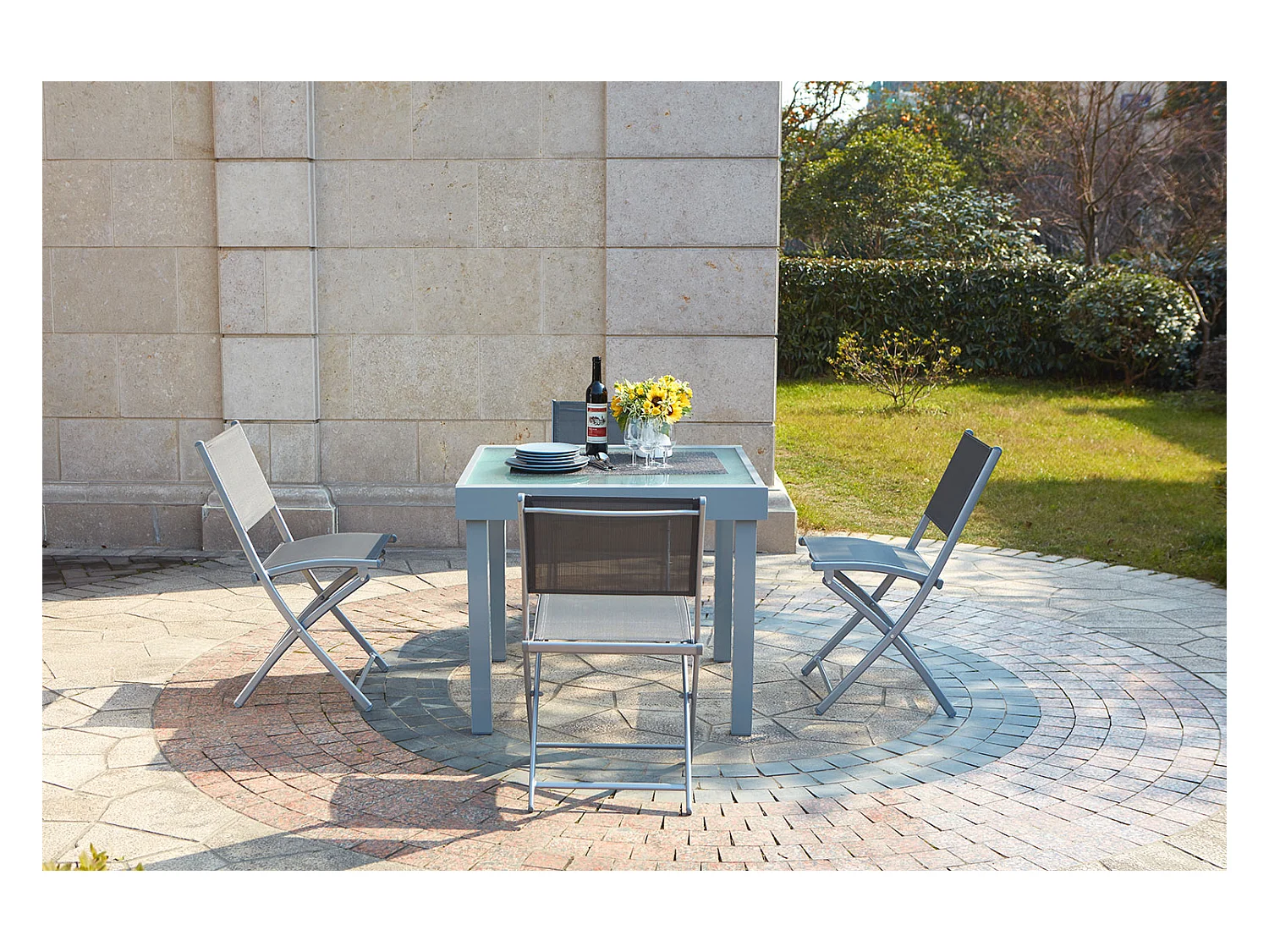 Uitschuifbare aluminium tuinset voor 8 personen + 4 stoelen MOLVINA