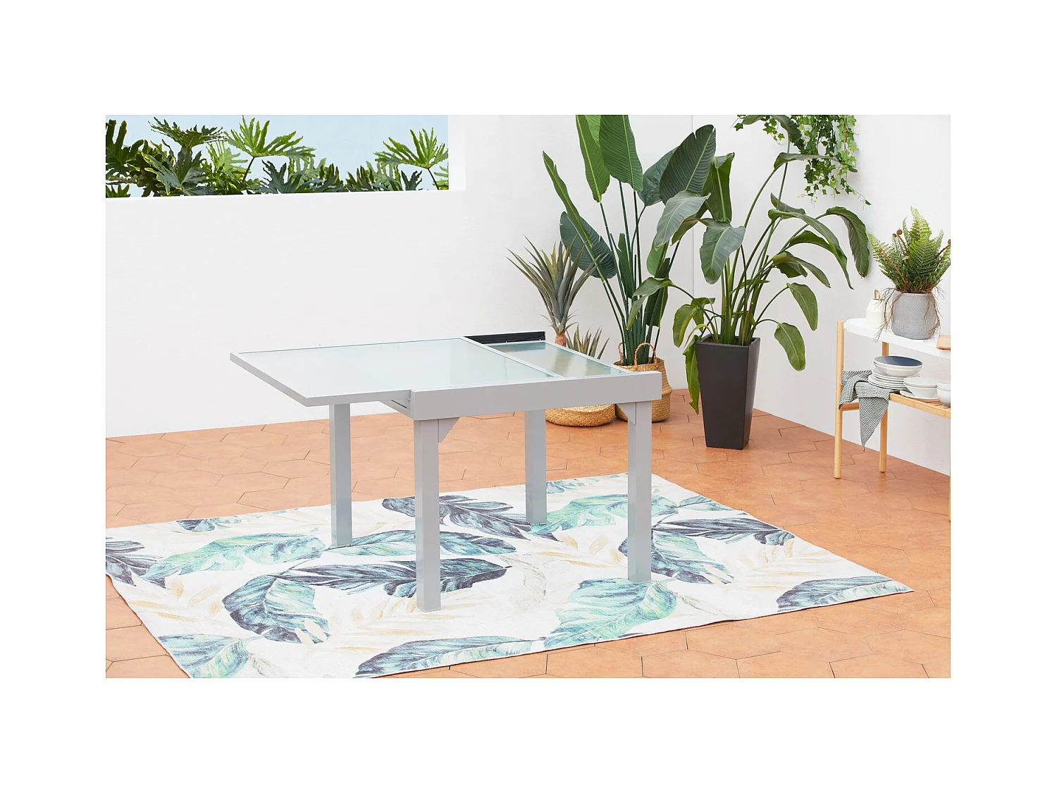 Uitschuifbare aluminium tuinset voor 8 personen + 4 stoelen MOLVINA