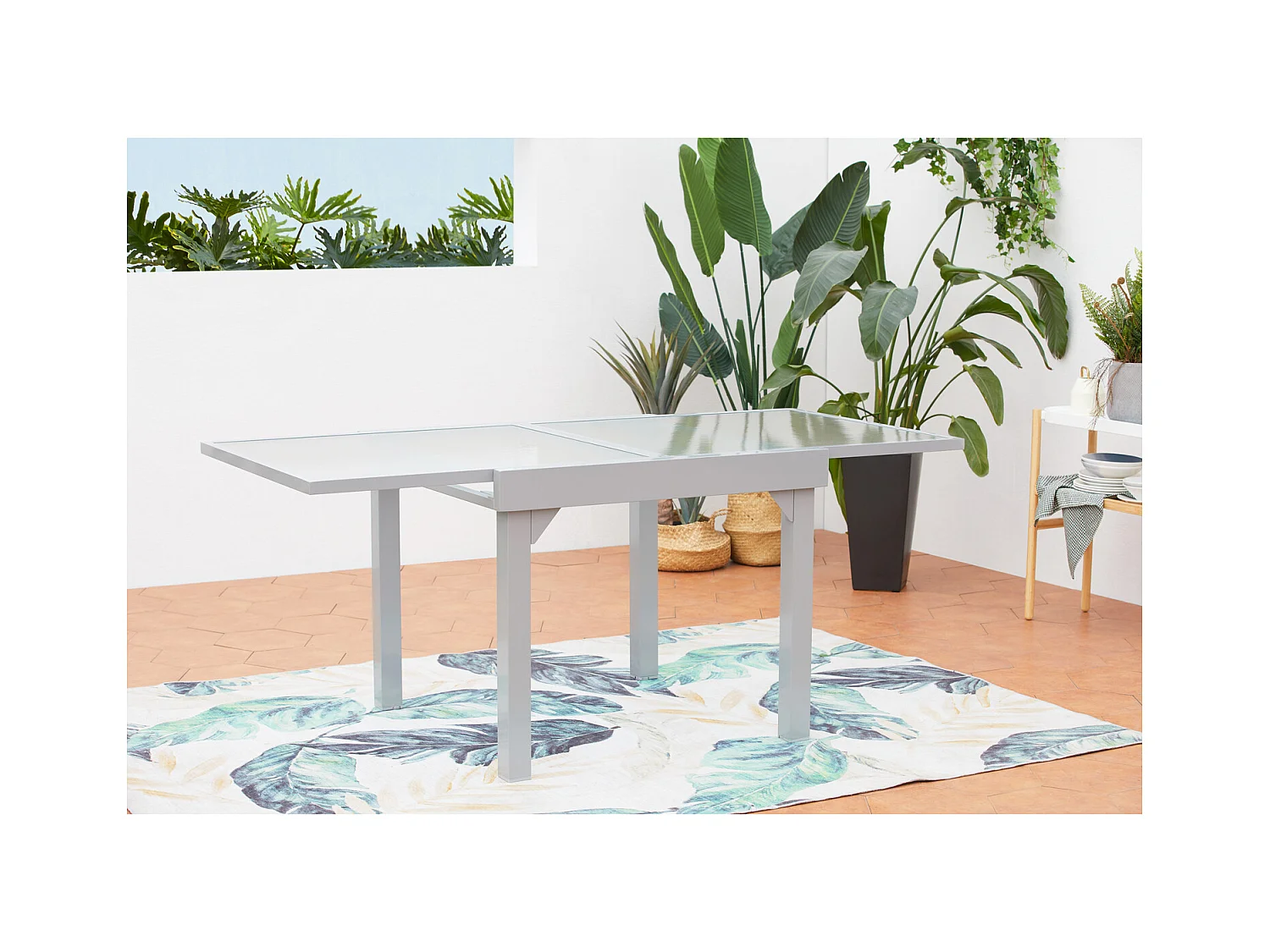 Uitschuifbare aluminium tuinset voor 8 personen + 4 stoelen MOLVINA