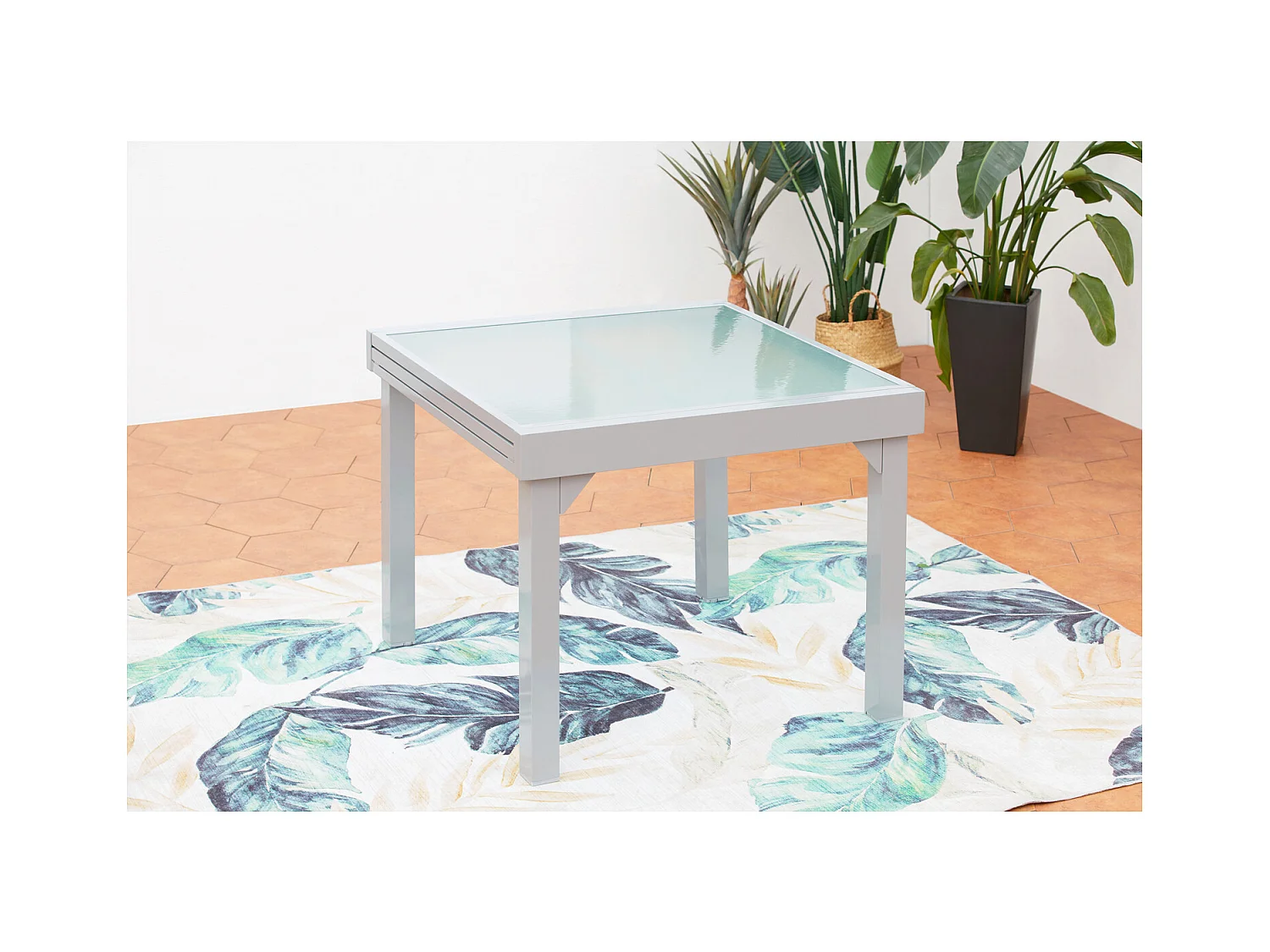 Uitschuifbare aluminium tuinset voor 8 personen + 4 stoelen MOLVINA