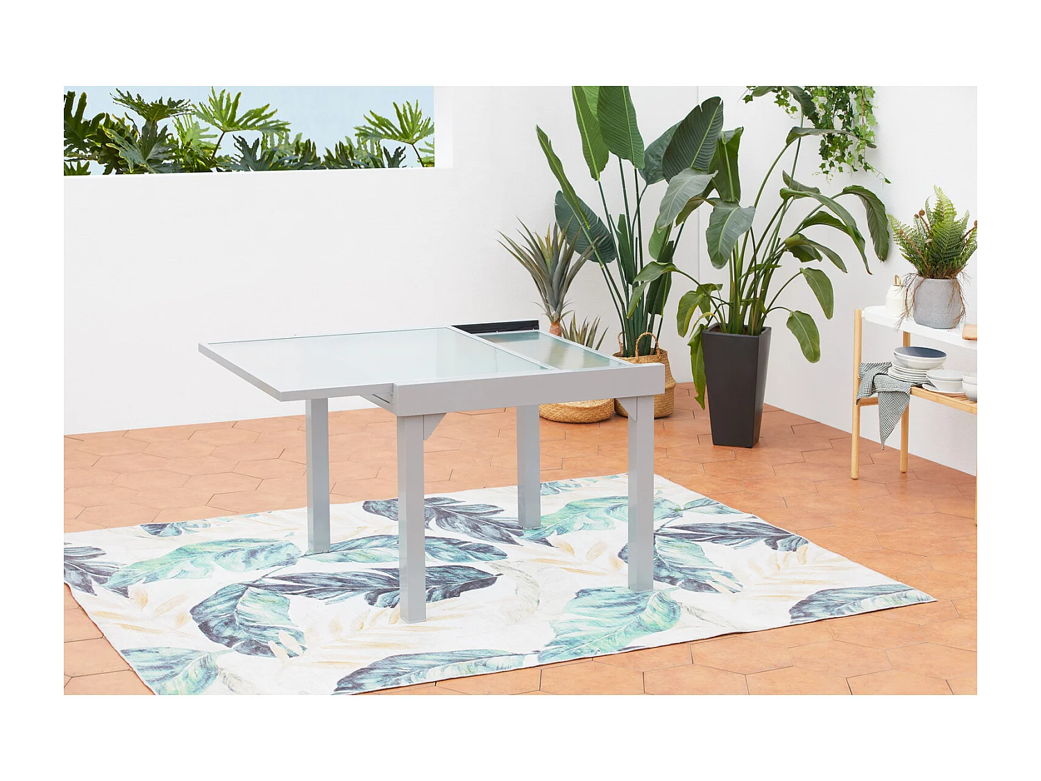 Uitschuifbare aluminium tuinset voor 8 personen + 4 stoelen MOLVINA