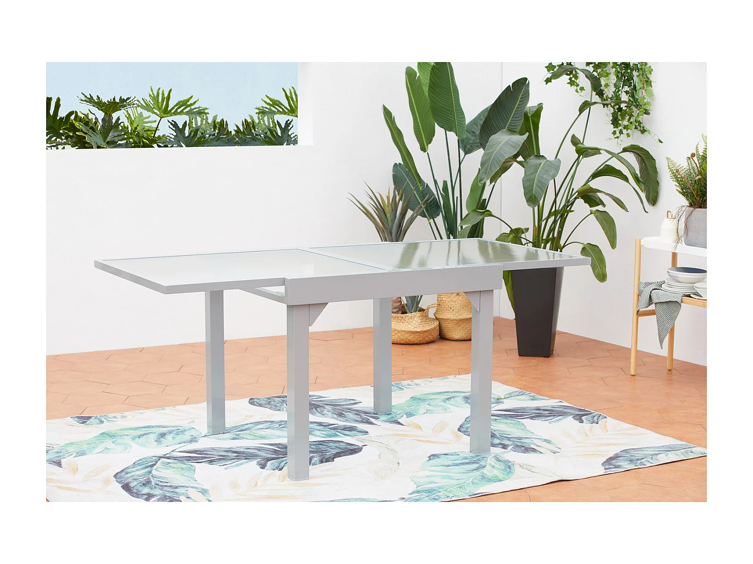 Uitschuifbare aluminium tuinset voor 8 personen + 4 stoelen MOLVINA