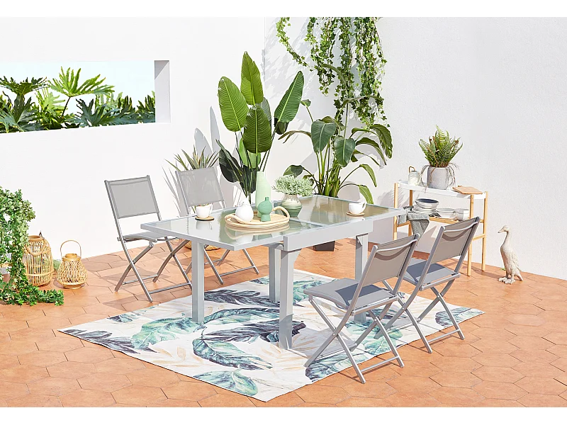 Table de jardin extensible 8 places et 4 chaises MOLVINA