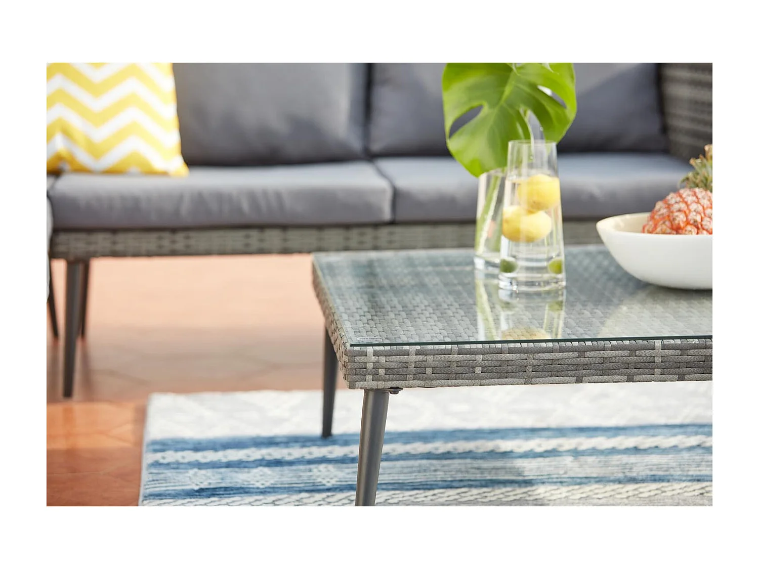 Salotto da giardino basso resina e acciaio 5 posti TEFARI