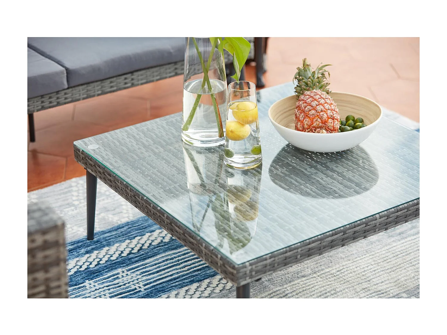 Salotto da giardino basso resina e acciaio 5 posti TEFARI