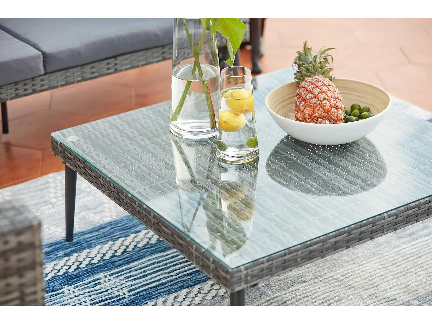 Salotto da giardino basso resina e acciaio 5 posti TEFARI