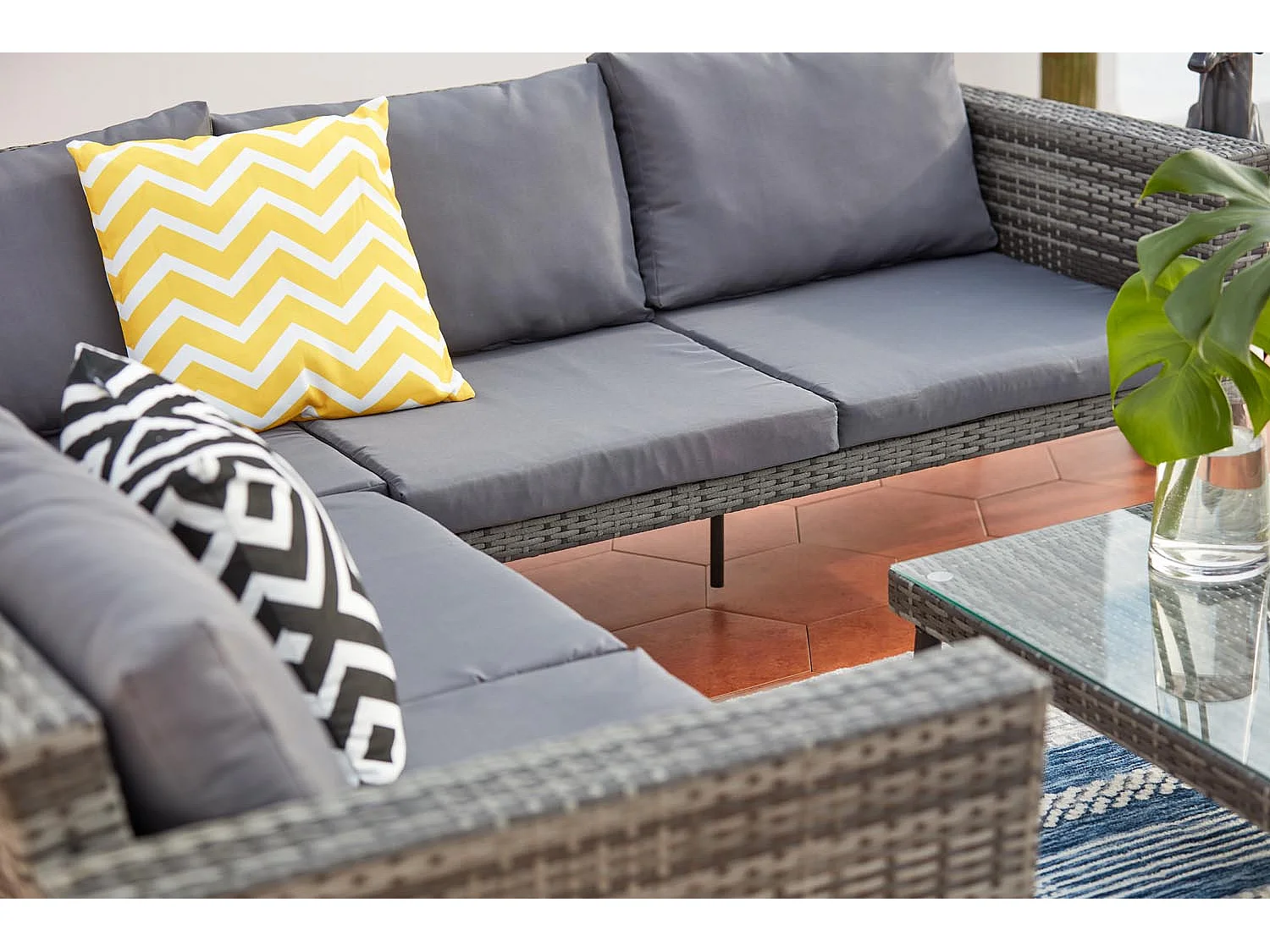 Salotto da giardino basso resina e acciaio 5 posti TEFARI