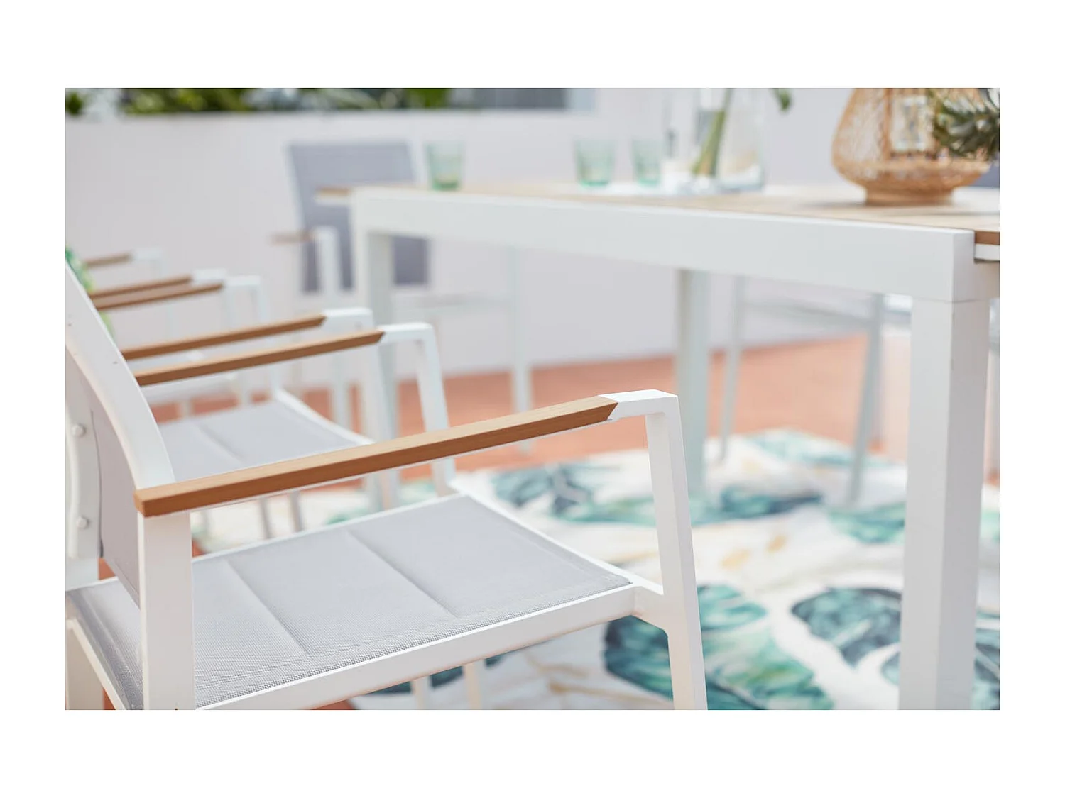 Tuinset 8 plaatsen van aluminium en hout TIJUANA