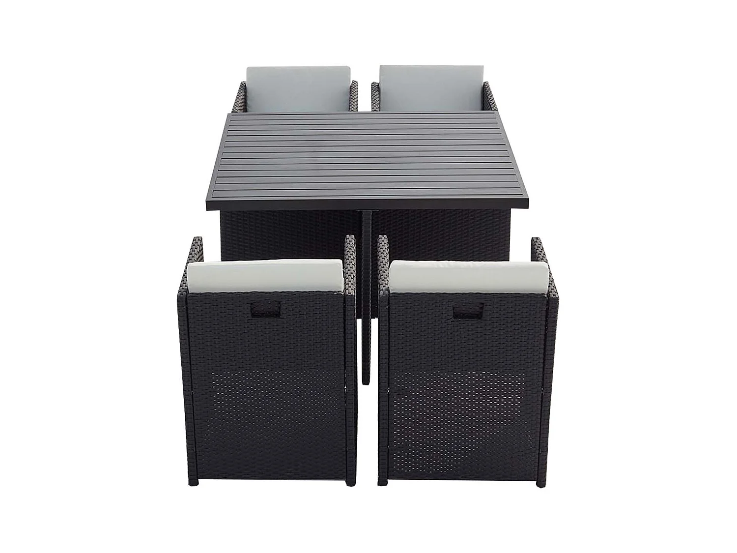 Salotto da giardino a incasso 4 posti resina intrecciata grigio/bianco SUNSET