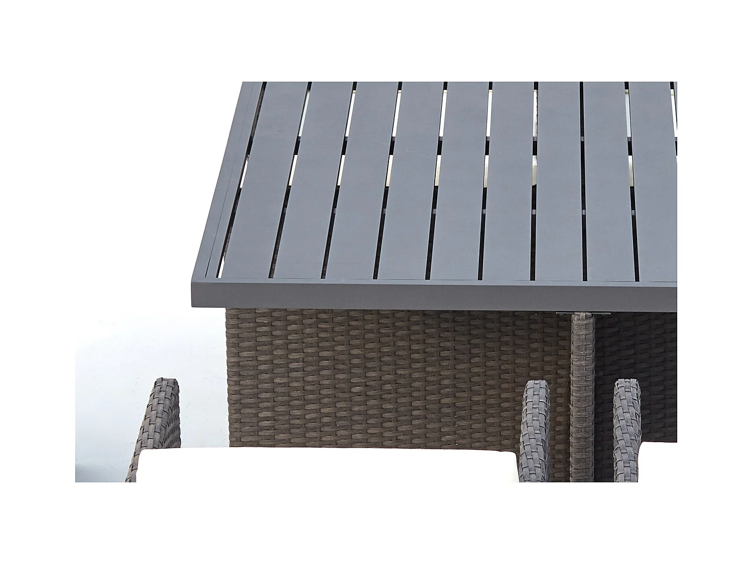 Salotto da giardino a incasso 4 posti resina intrecciata grigio/bianco SUNSET