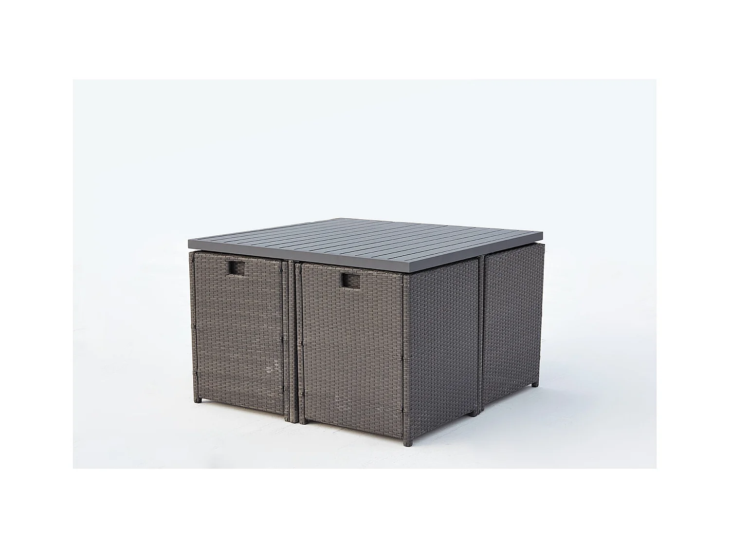 Salotto da giardino a incasso 4 posti resina intrecciata grigio/bianco SUNSET