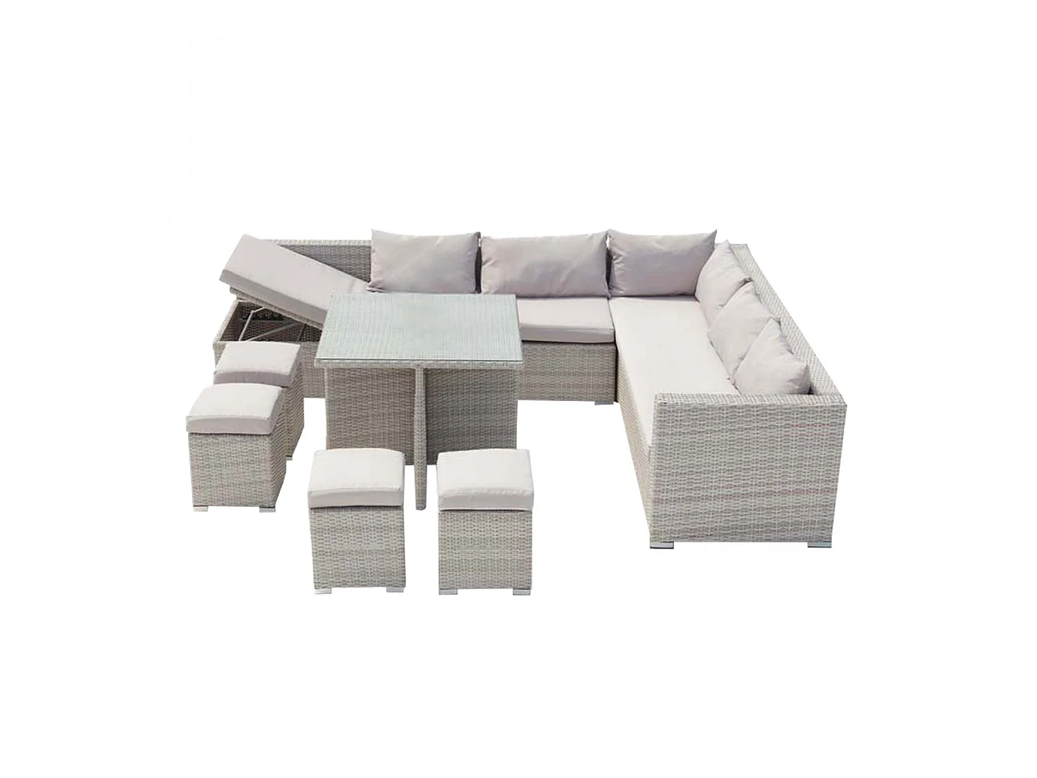 Gartenmöbel-Set aus geflochtenem Kunstharz FIDJI 10 Plätze grau/grau