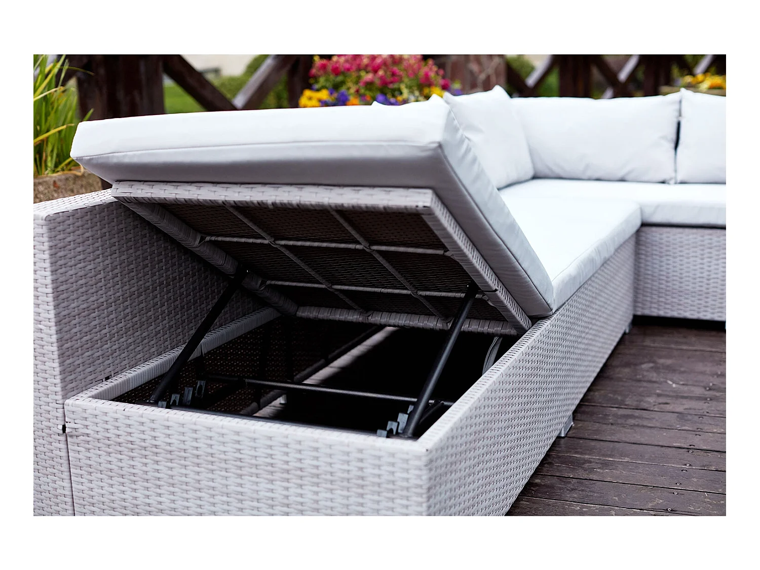 Gartenmöbel-Set aus geflochtenem Kunstharz FIDJI 10 Plätze grau/grau