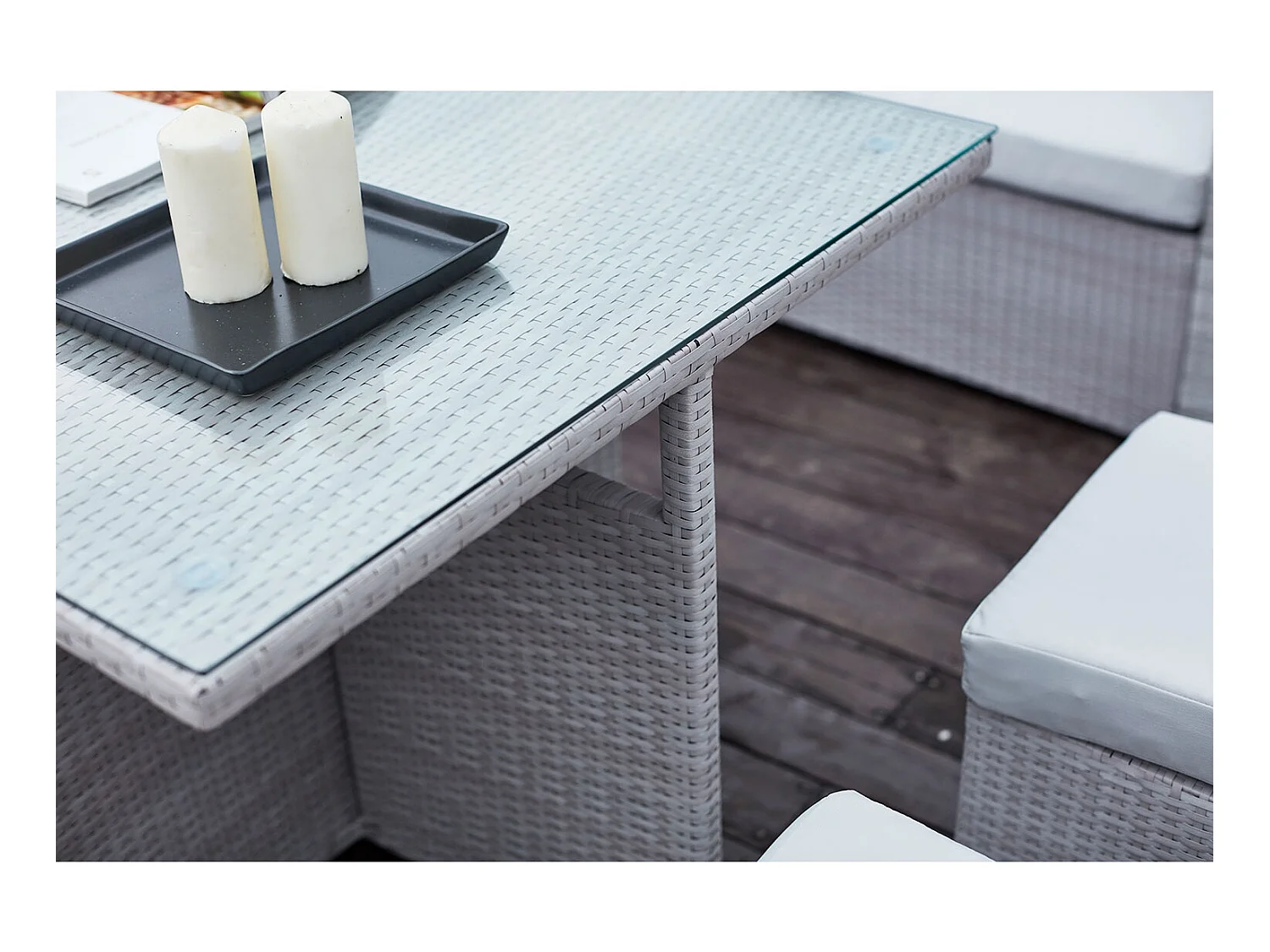 Gartenmöbel-Set aus geflochtenem Kunstharz FIDJI 10 Plätze grau/grau