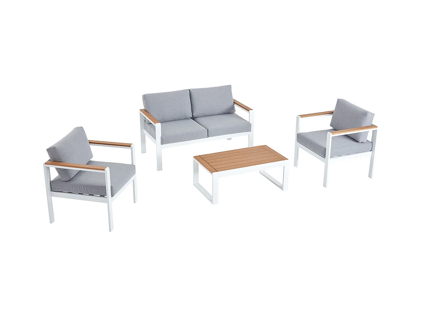 Conjunto de jardín bajo 4 plazas de aluminio blanco MARINGO