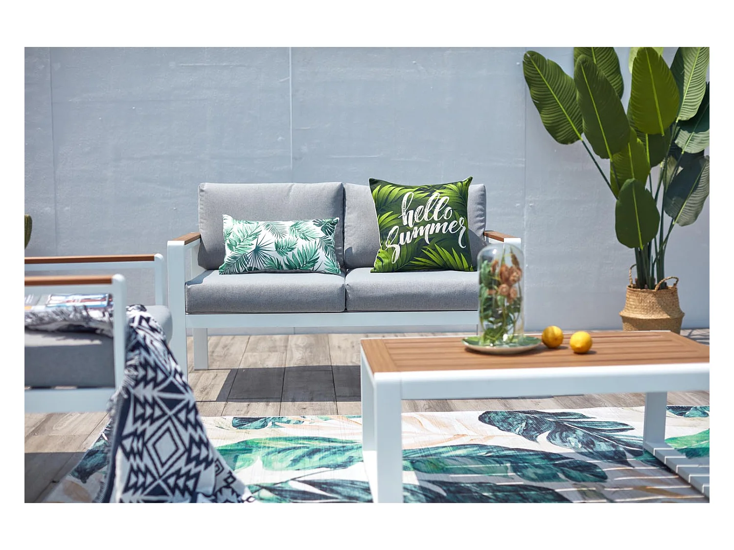 Conjunto de jardín bajo 4 plazas de aluminio blanco MARINGO