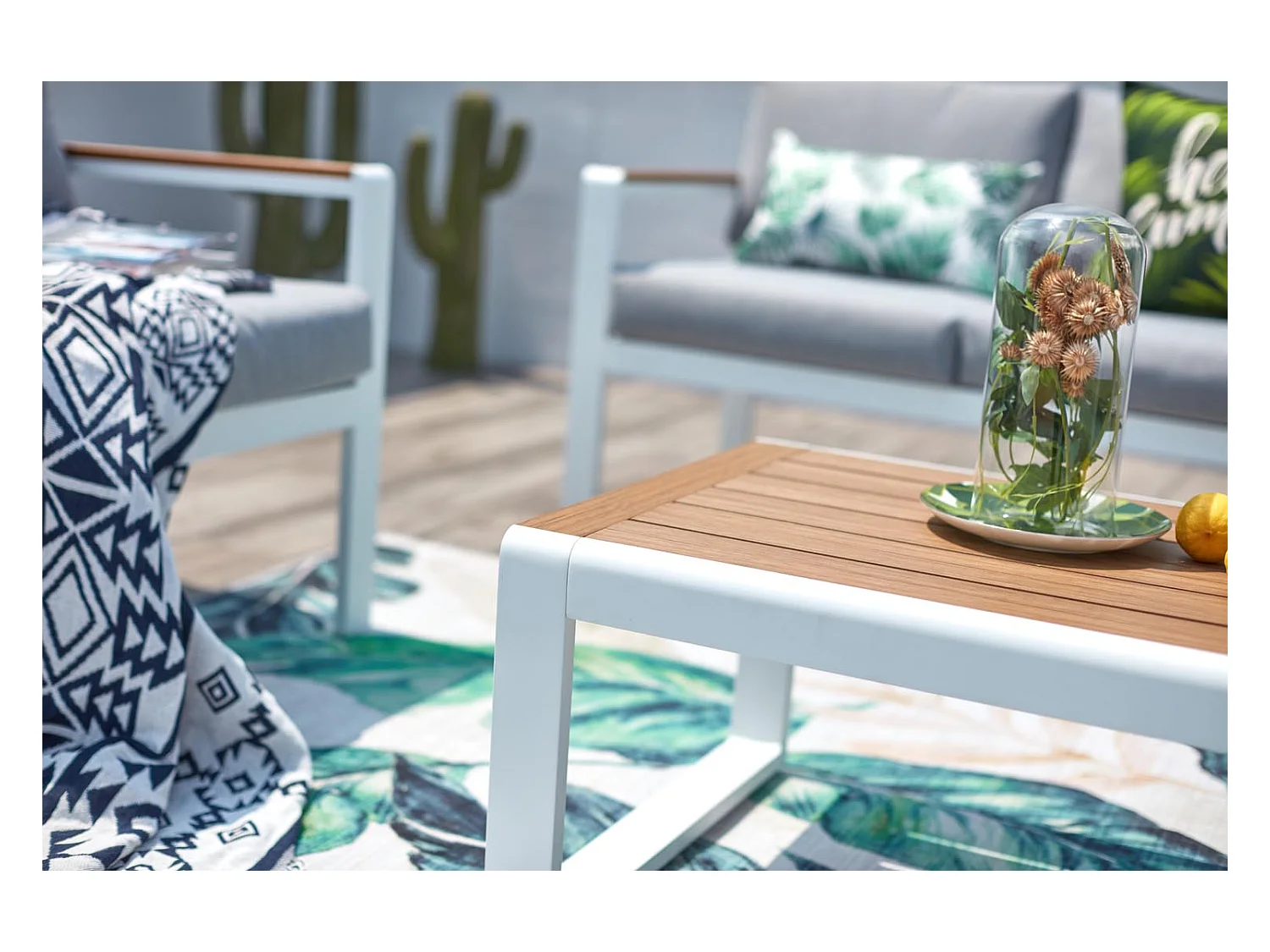 Conjunto de jardín bajo 4 plazas de aluminio blanco MARINGO