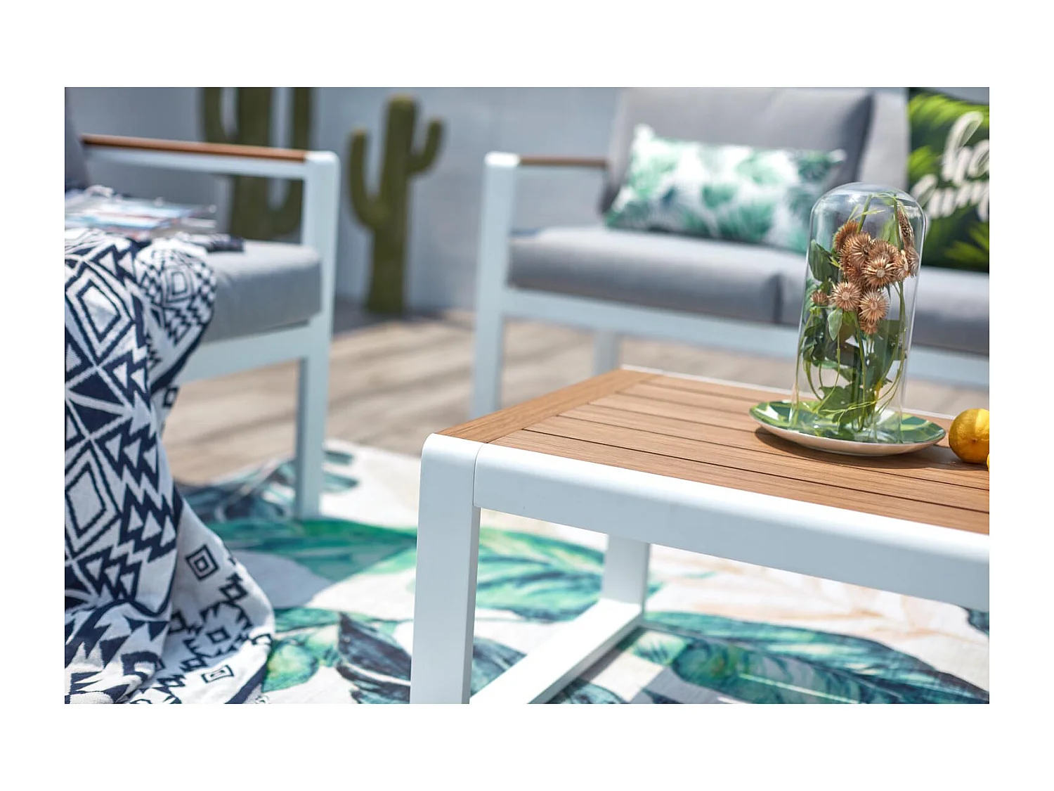 Conjunto de jardín bajo 4 plazas de aluminio blanco MARINGO