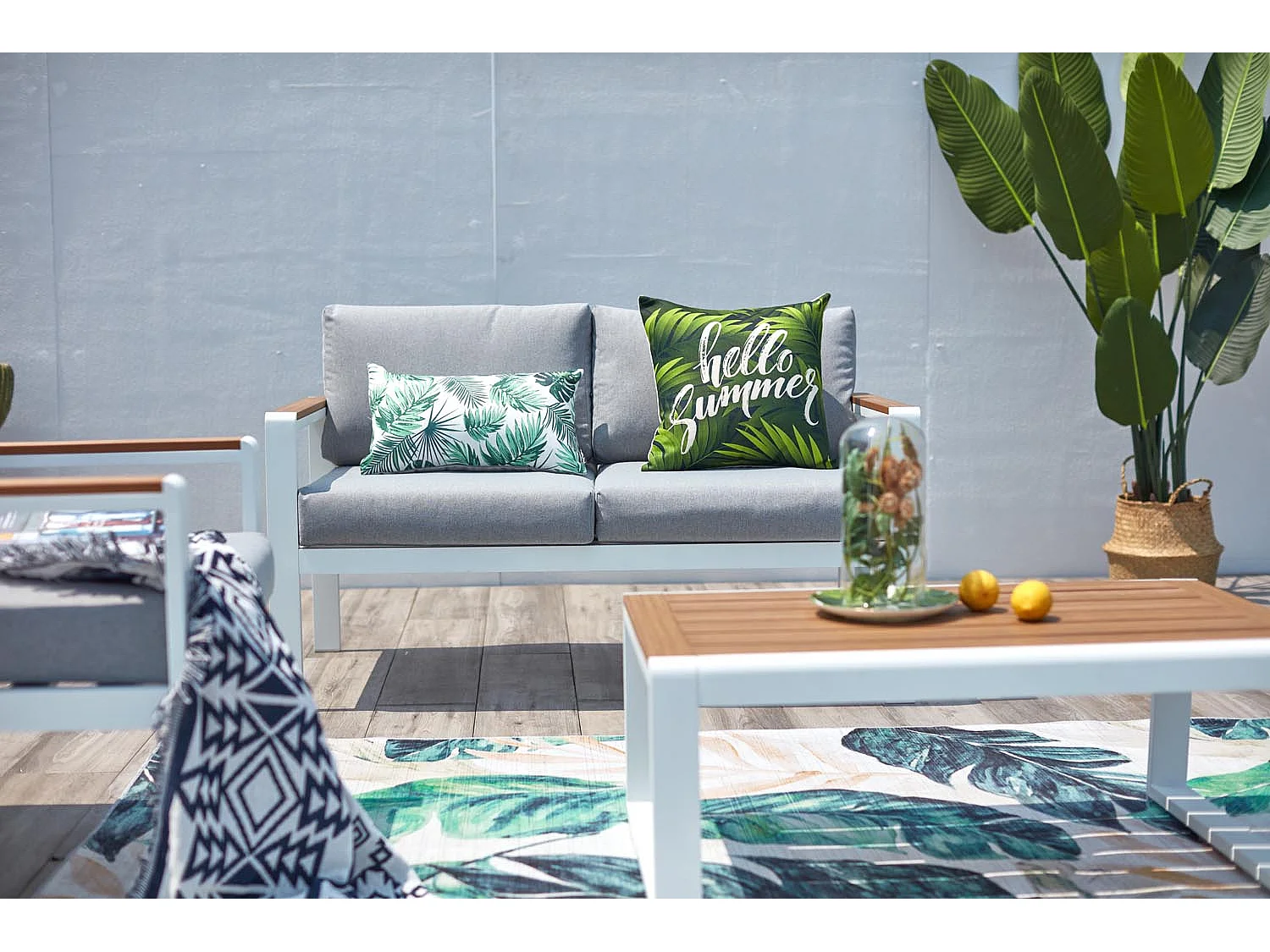 Salon de jardin bas 4 places en aluminium blanc MARINGO