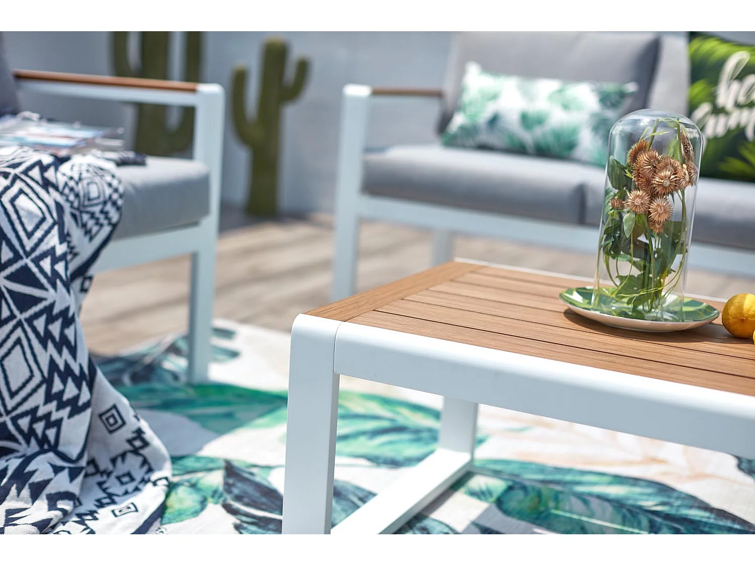 Salon de jardin bas 4 places en aluminium blanc MARINGO