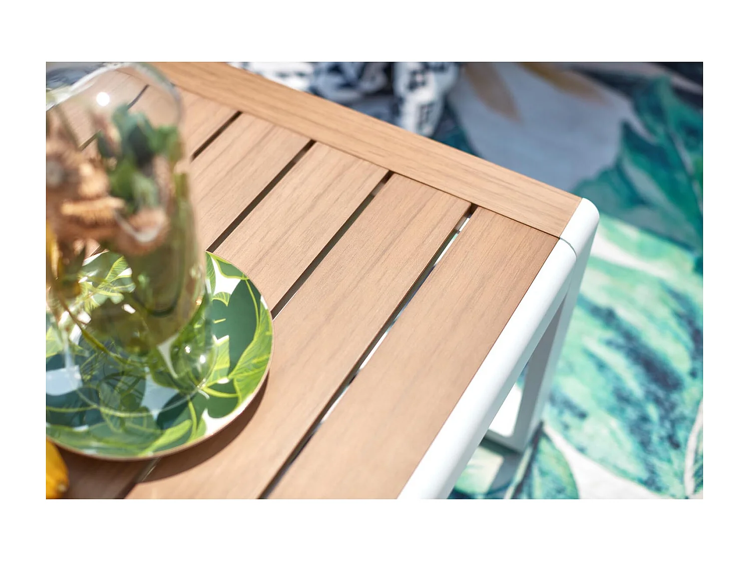 Salon de jardin bas 4 places en aluminium blanc MARINGO