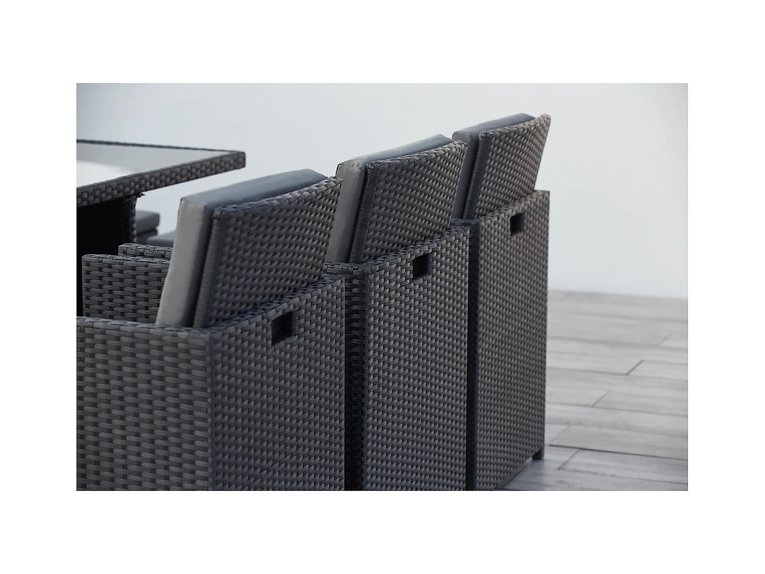 Salotto da giardino a incasso 10 posti resina intrecciata nero/grigio MONACO