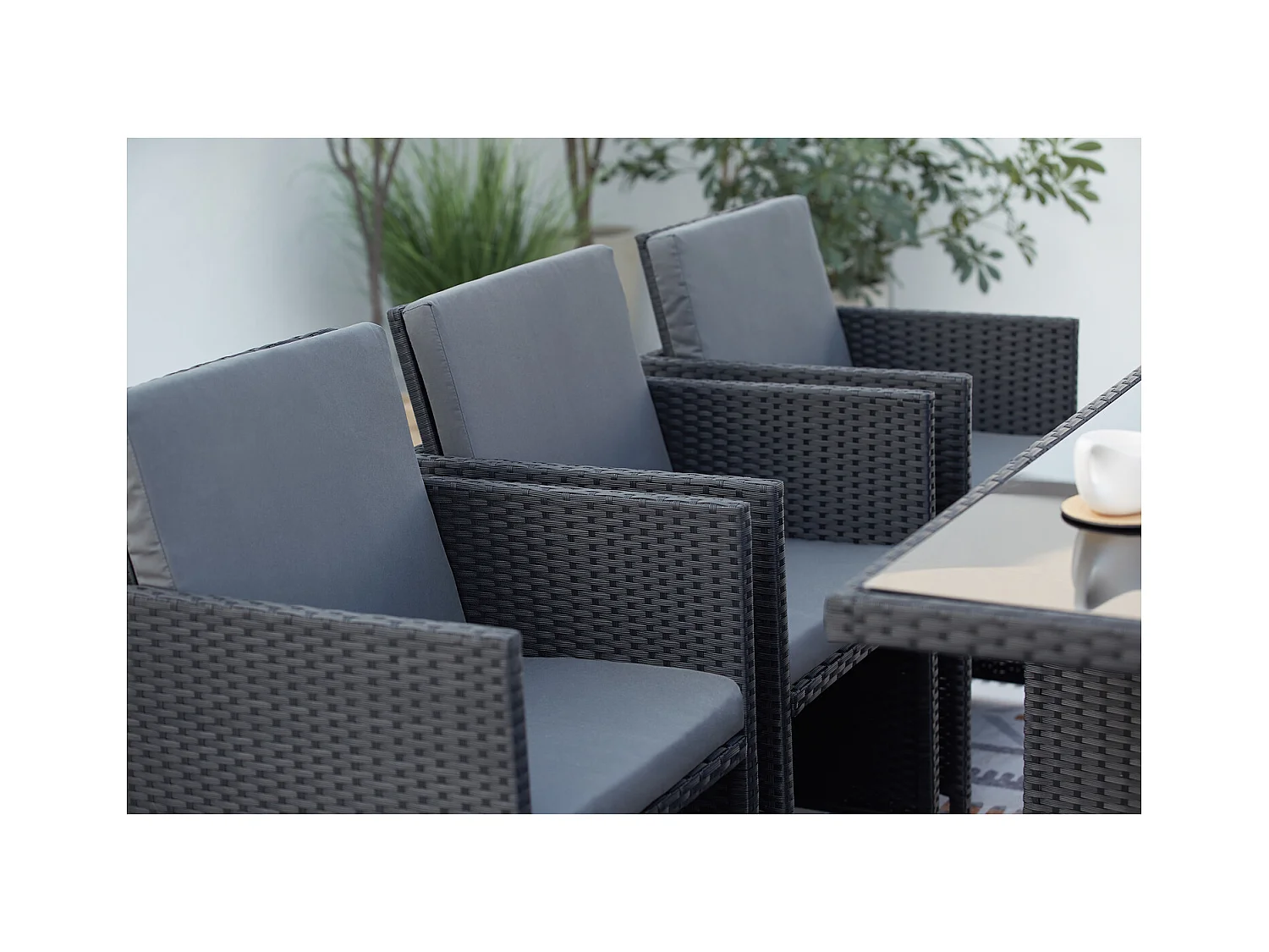 Salotto da giardino a incasso 10 posti resina intrecciata nero/grigio MONACO