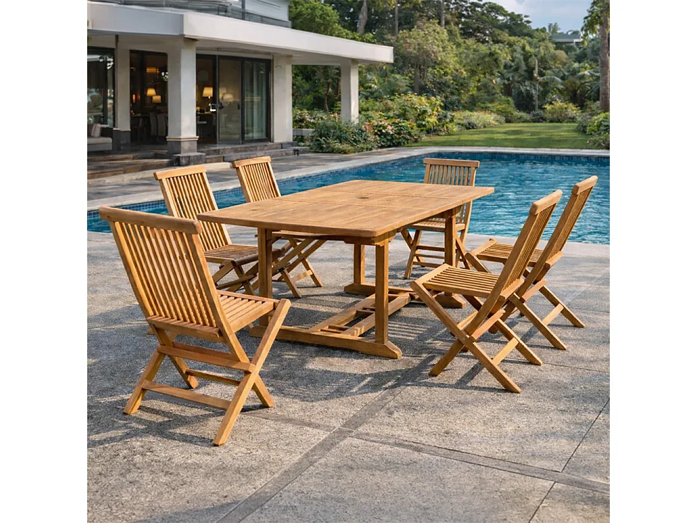 Massief teakhouten tuinset voor 6 personen KAJANG