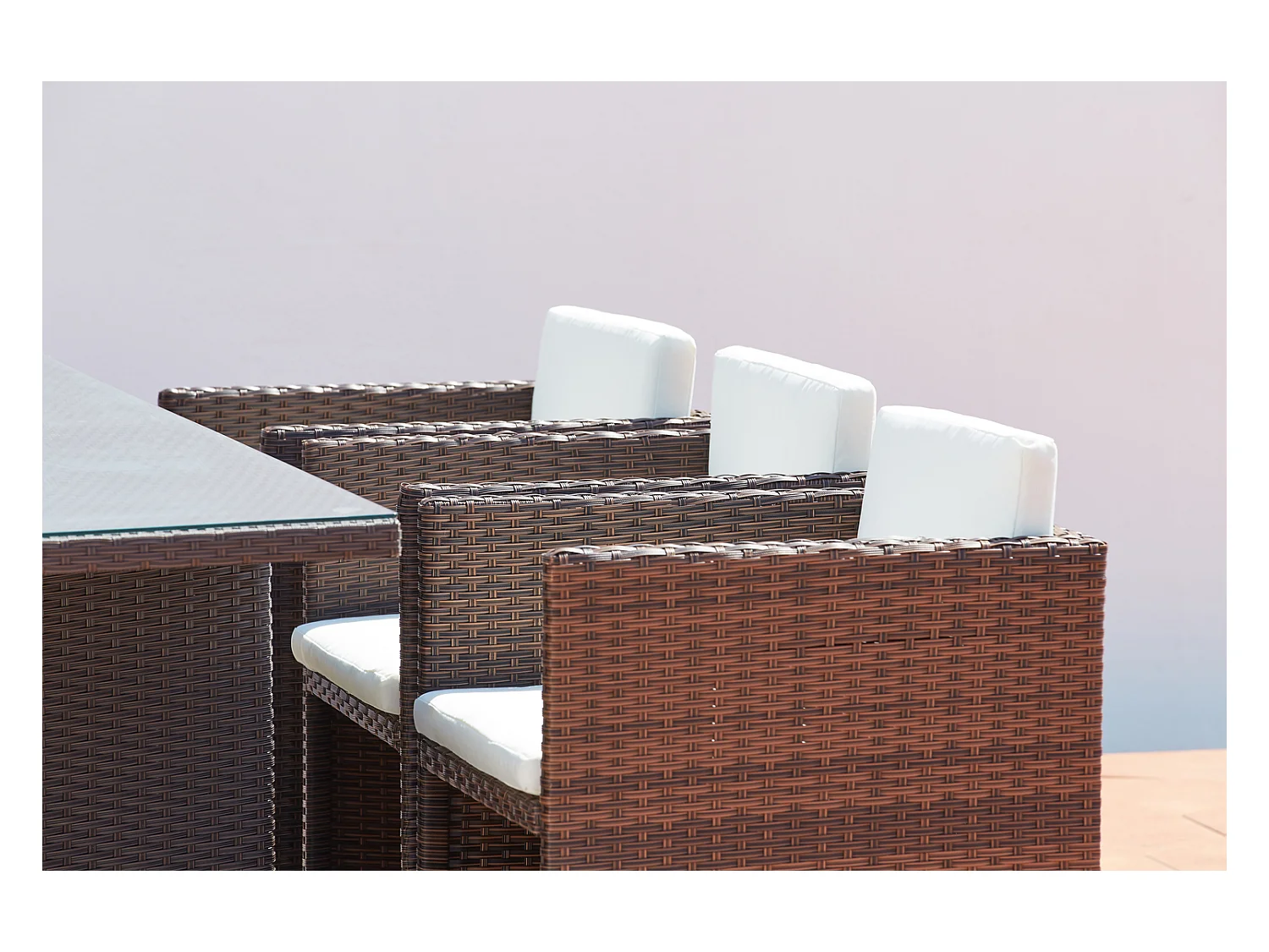 Salotto da giardino a incasso 6 posti resina intrecciata castagna/bianco MIAMI