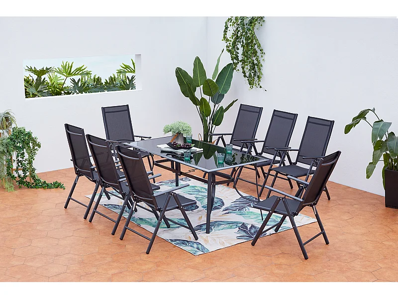 Tuinset 8-delig van zwart aluminium RIMINI