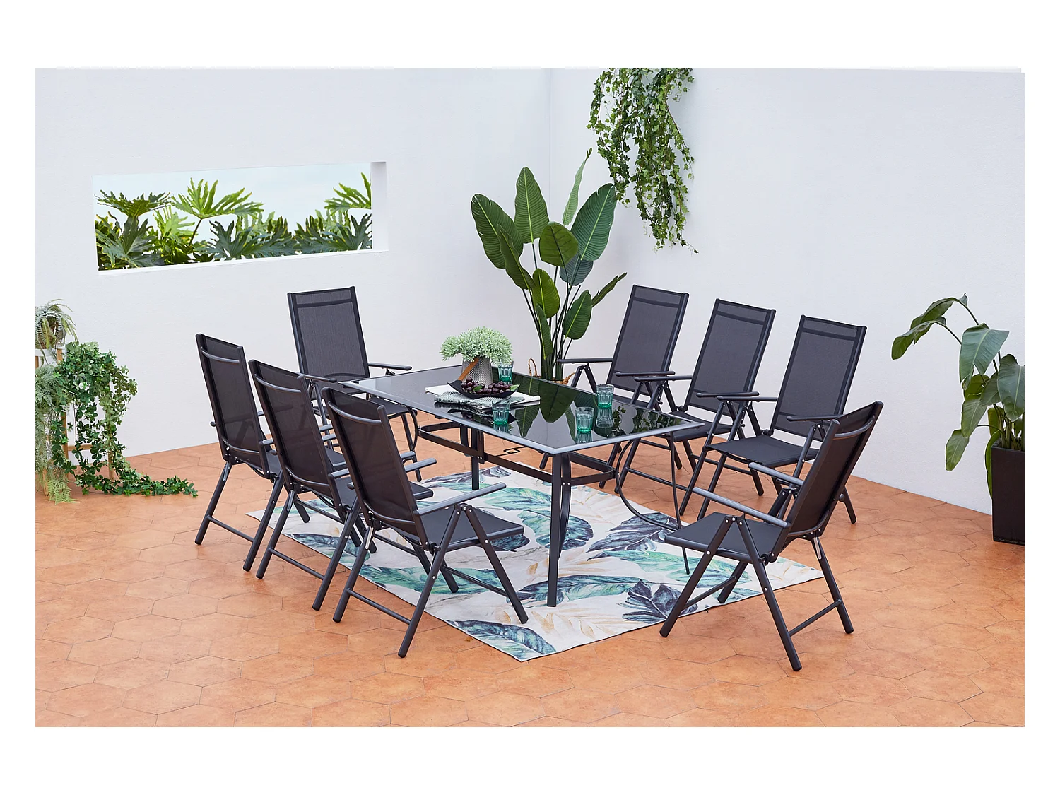 Table de jardin et 8 chaises en aluminium RIMINI