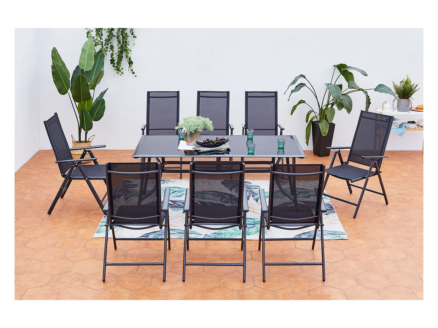 Table de jardin et 8 chaises en aluminium RIMINI
