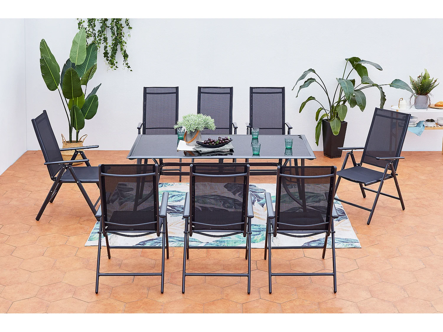Table de jardin et 8 chaises en aluminium RIMINI