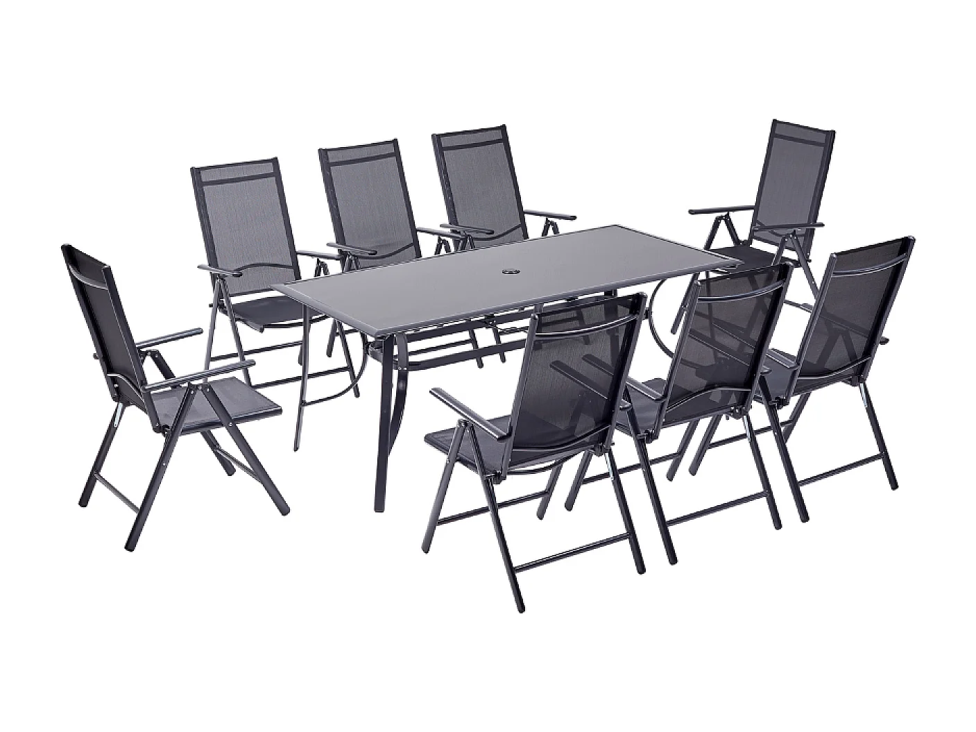 Table de jardin et 8 chaises en aluminium RIMINI