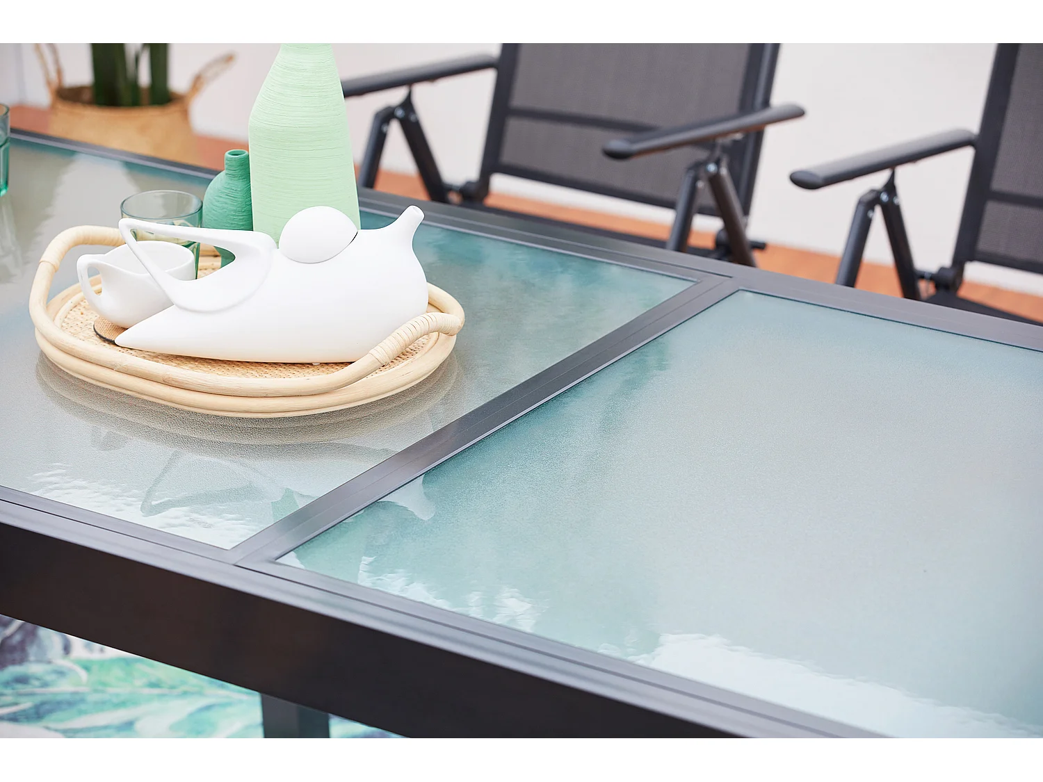 Uitschuifbare tuinset in grijs aluminium + 10 stoelen BRESCIA