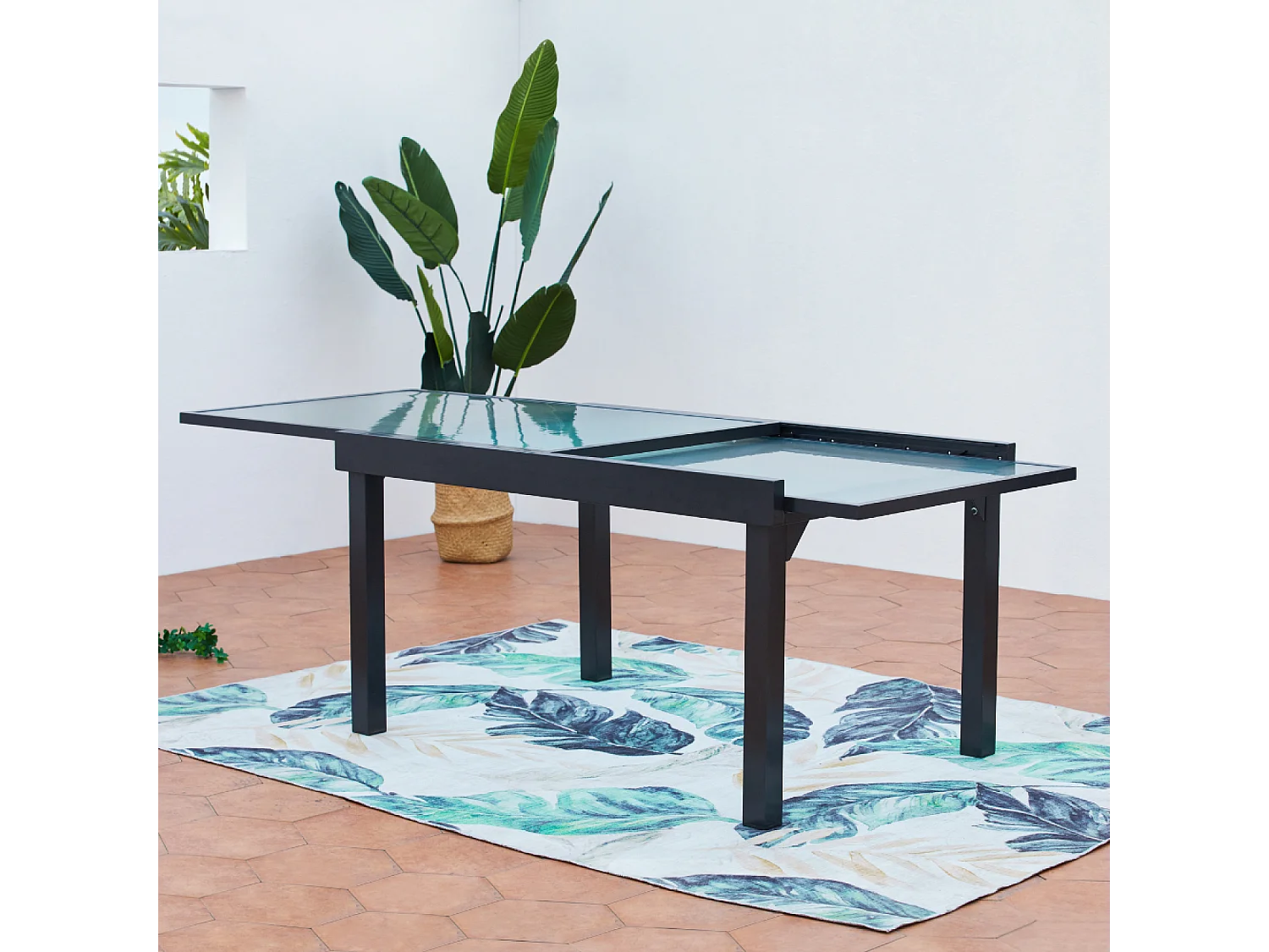 Conjunto de jardín de aluminio: mesa extensible + 10 sillas textileno BRESCIA