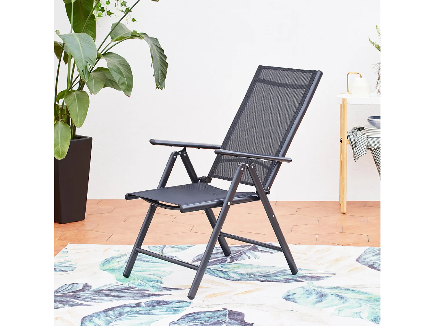 Conjunto de jardín de aluminio: mesa extensible + 10 sillas textileno BRESCIA