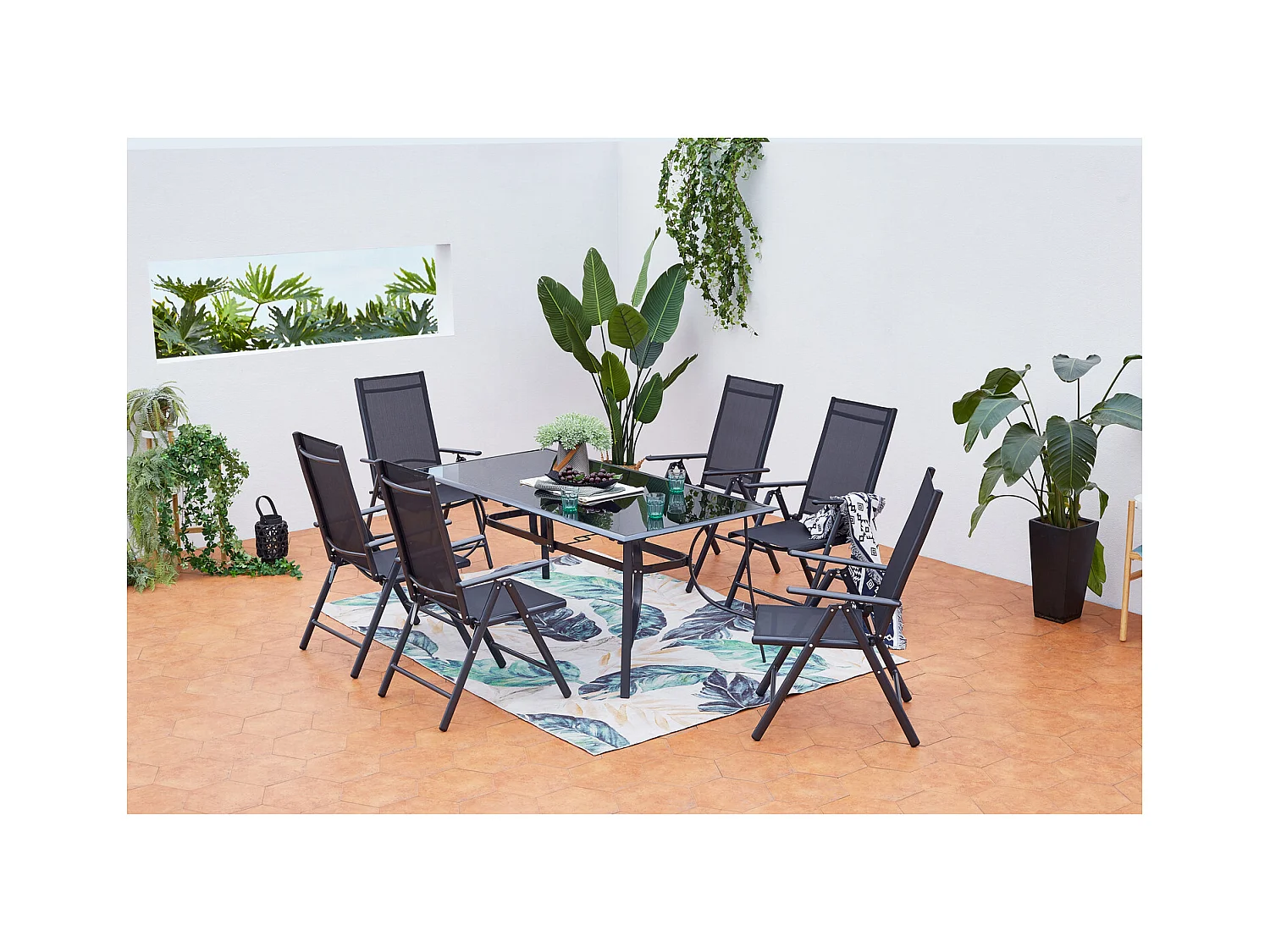 Table de jardin et 6 chaises en aluminium RIMINI