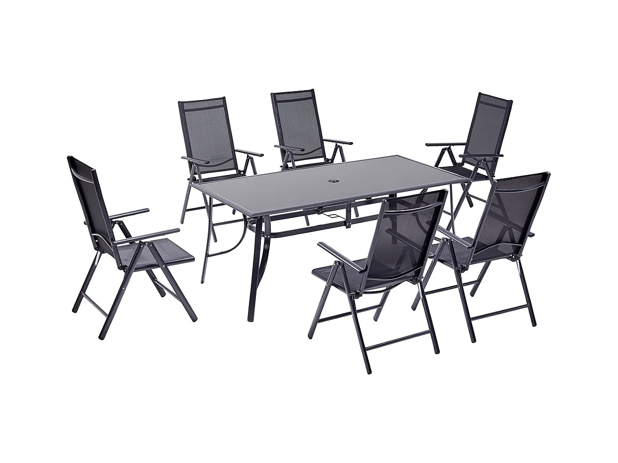 Table de jardin et 6 chaises en aluminium RIMINI