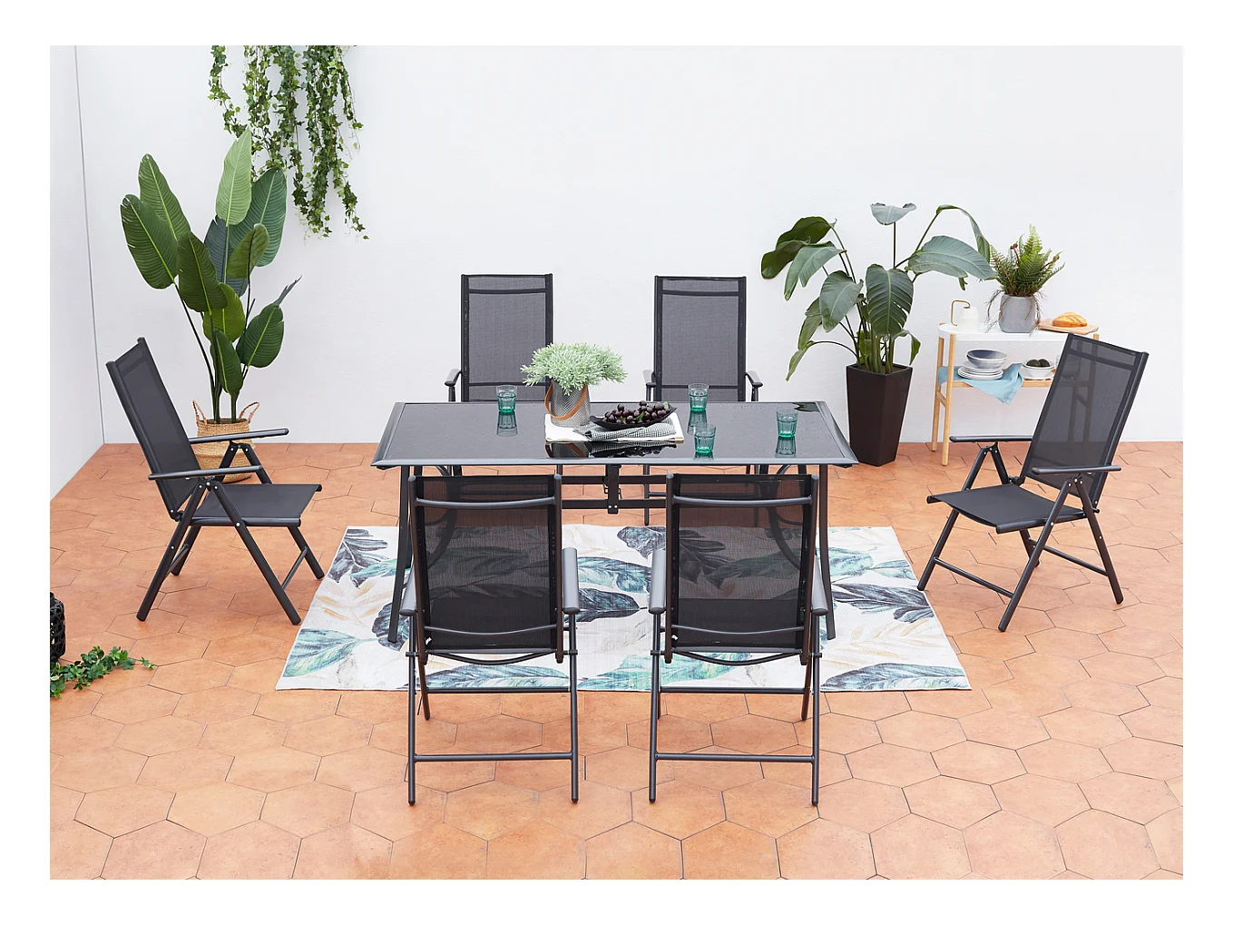 Table de jardin et 6 chaises en aluminium RIMINI