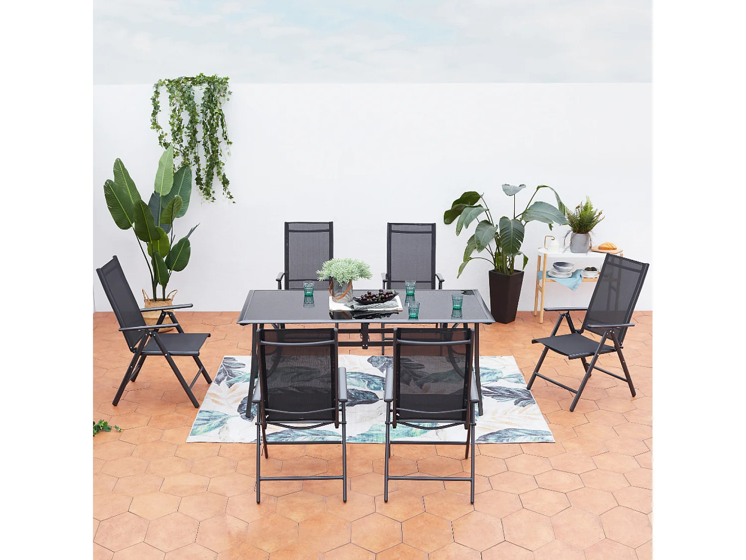 Table de jardin et 6 chaises en aluminium RIMINI